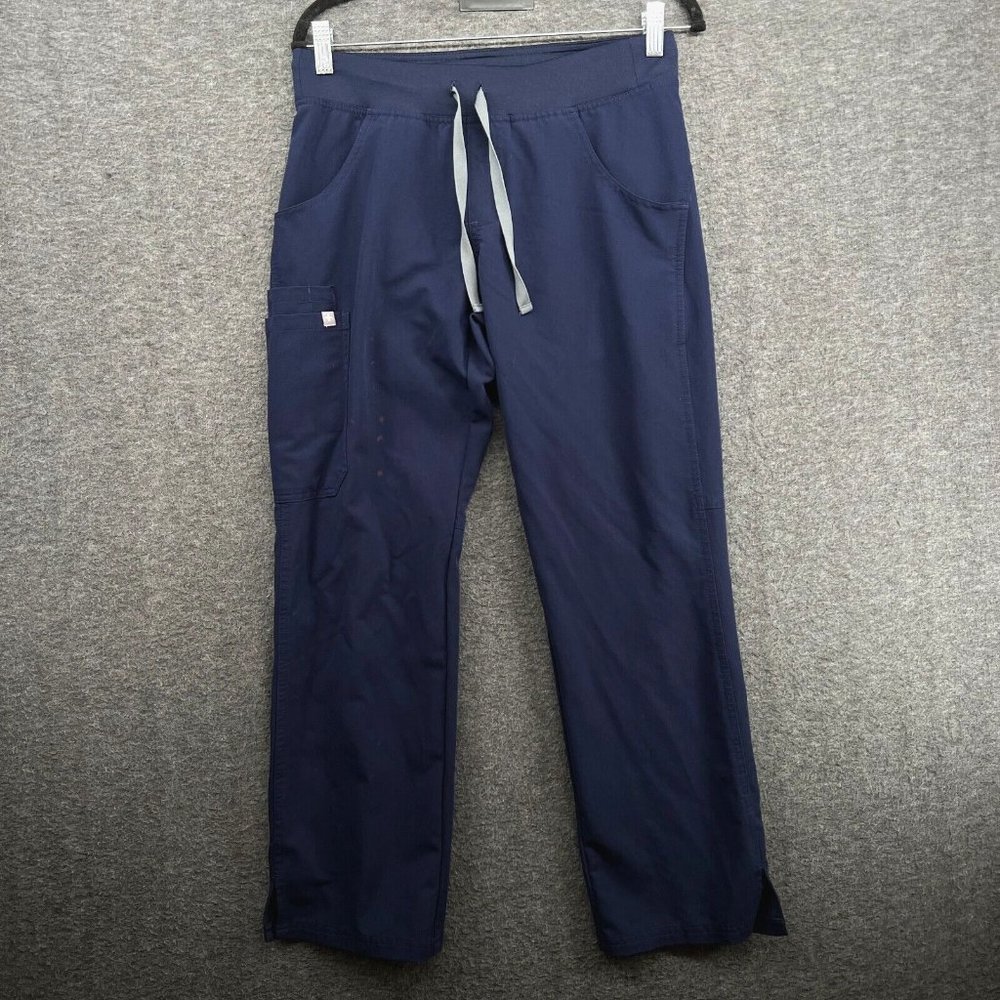 Figs Scrub Pants Womens Small Petite Blue High Waisted 2.0 Yoga Waistband